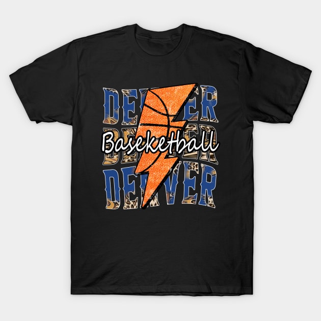 Graphic Basketball Denver Proud Name Vintage T-Shirt by Irwin Bradtke